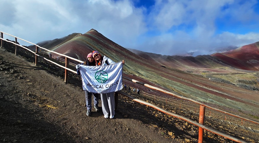 Rainbow Mountain Peru cloudy weather in rainy season