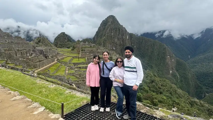 Light rainfall over Machu Picchu terraces in January